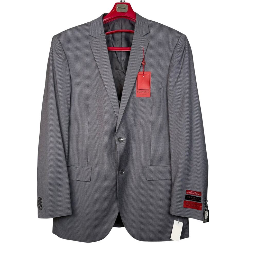 Bocaccio Uomo Mens 3pc Suit Vest Pants Size 44L Grey Pinstripe Corporate Classic